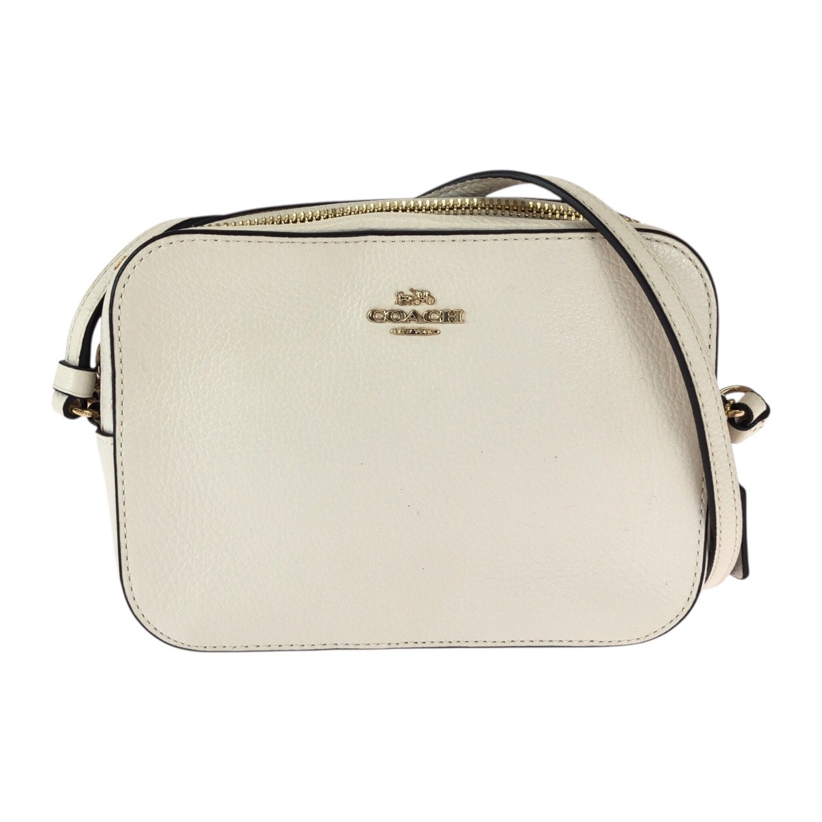 美品 COACH コーチ ホワイト ゴールド金具 レザー ショルダーバッグ ポシェット 600338 【中古】