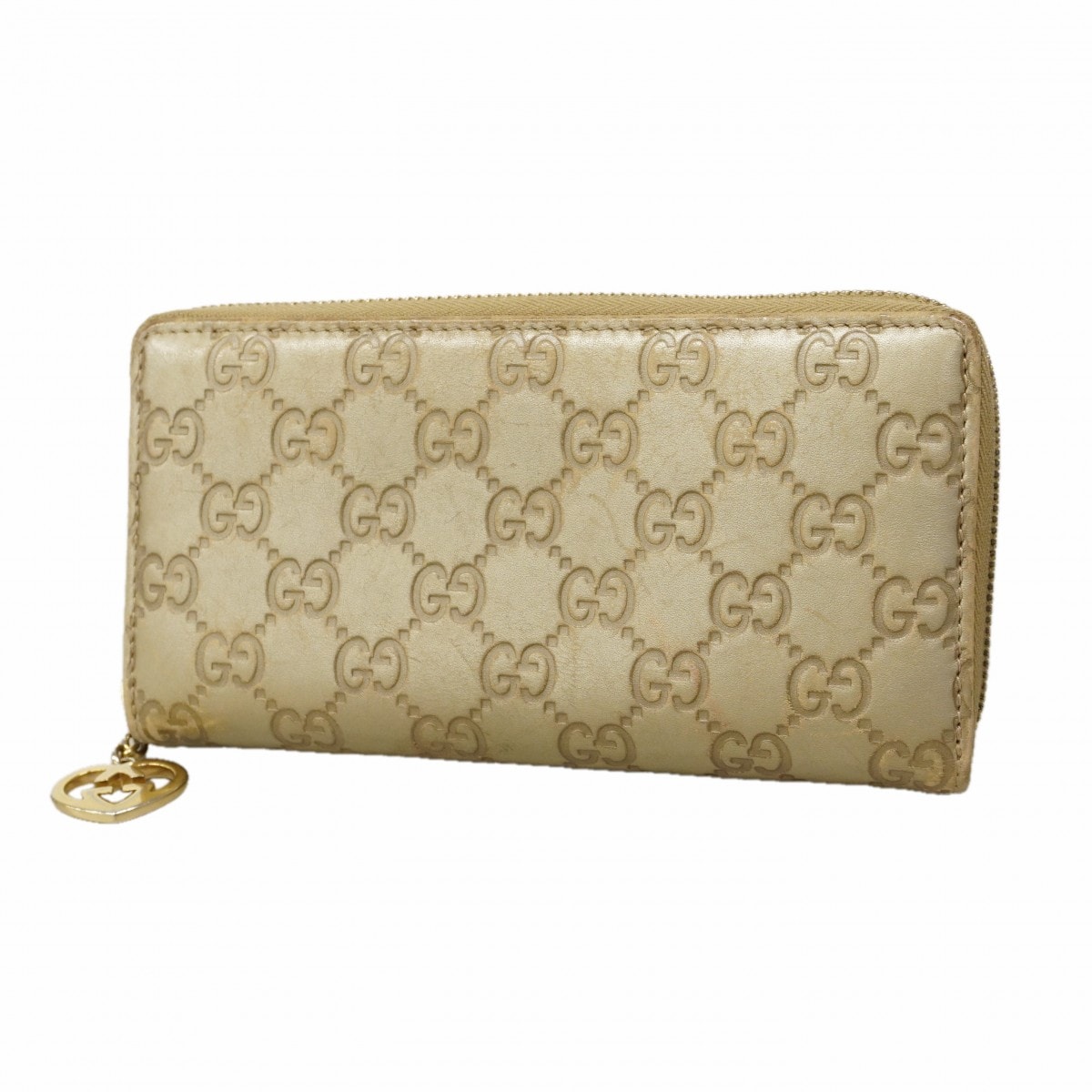 【6gd3996】グッチ 長財布 グッチシマ 282477 レザー ブラウン ゴールド金具【中古】レディース