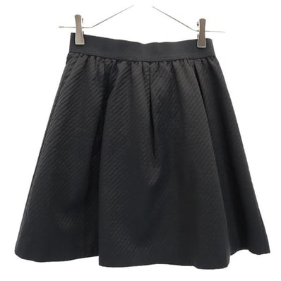 BURBERRY BLUE LABEL バーバリーブルーレーベル 日本製 三陽商会 ミニ丈 ギャザースカート 36 ブラック系 バックジップ
