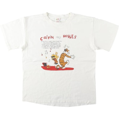 古着 00年代 フルーツオブザルーム FRUIT OF THE LOOM HEAVY cotton CALVIN&HOBBES カルビンとホッブス キャラクタープリントTシャツ メンズL相当/eaa645566