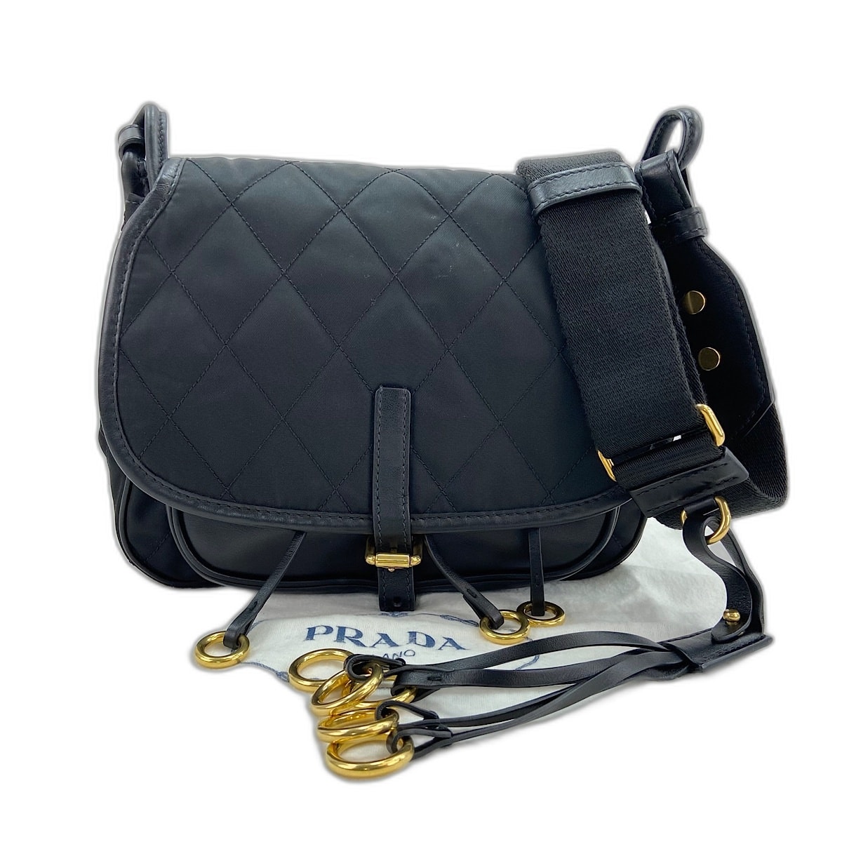 プラダ PRADA コルセール キルティング ショルダーバッグ レザー【中古】