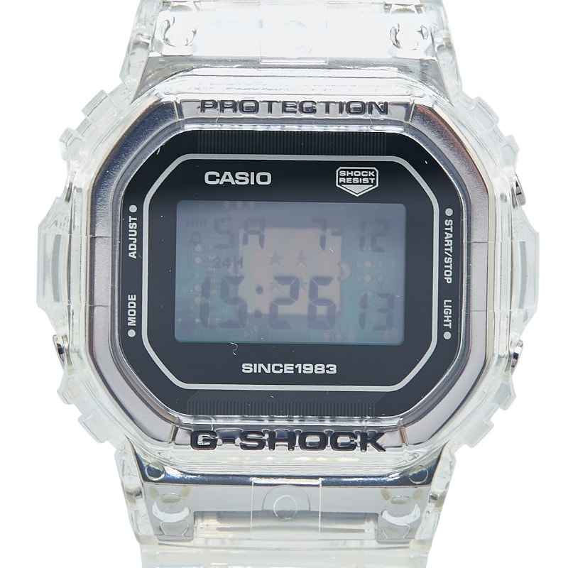 카시오 G-SHOCK 40th 클리어 리믹스 시계 DW-5040RX 쿼츠 블랙 다이얼 스테인리스 스틸 레진 남성용 CASIO [중고]