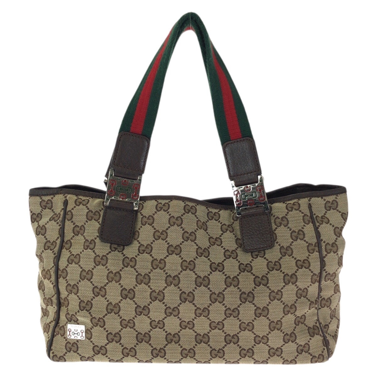 GUCCI グッチ シェリーライン ベージュ ブラウン シルバー金具 GGキャンバス レザー/ トートバッグ ショルダーバッグ 604505 【中古】