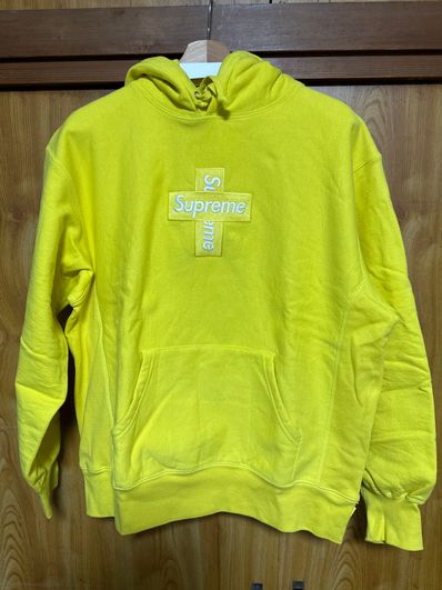 Supreme Cross Box Logo Hooded Sweatshirt "Yellow"