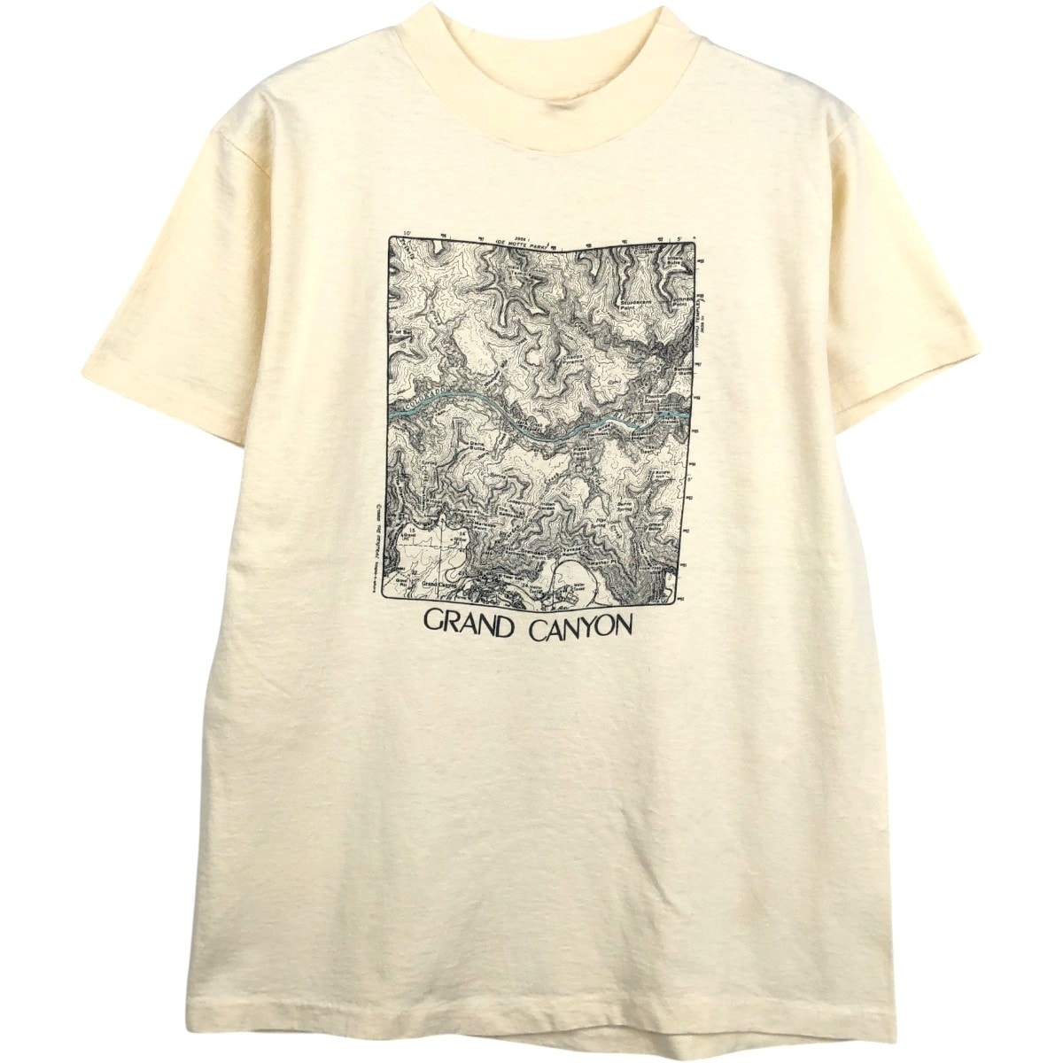 古着 90年代 ヘインズ Hanes BEEFY-T GRAND CANYON グランドキャニオン 地図柄 プリントTシャツ USA製 メンズM相当 ヴィンテージ/eaa636848