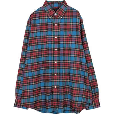古着 ラルフローレン Ralph Lauren CLASSIC FIT 長袖 ボタンダウン ライトネルチェックシャツ メンズL相当/eaa677089