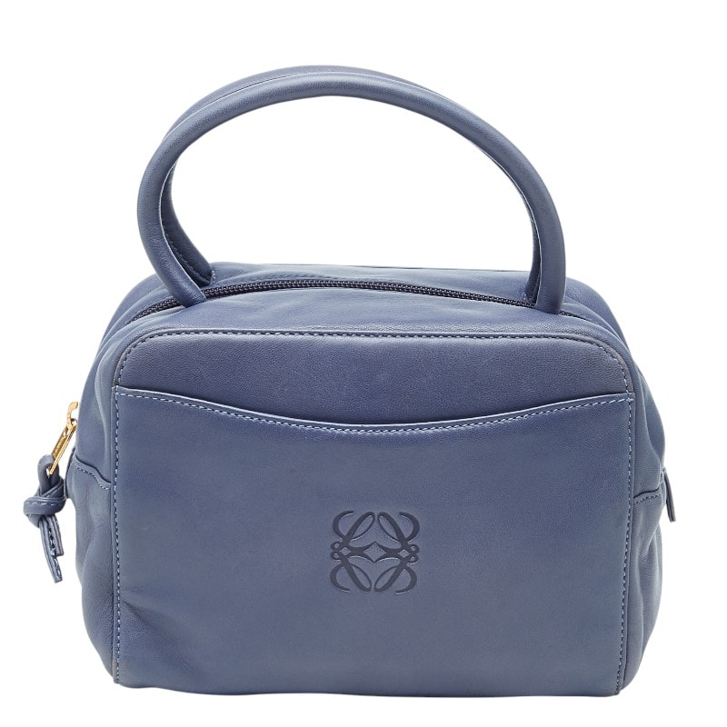 ロエベ アナグラム ハンドバッグ ブルー レザー レディース LOEWE 【中古】