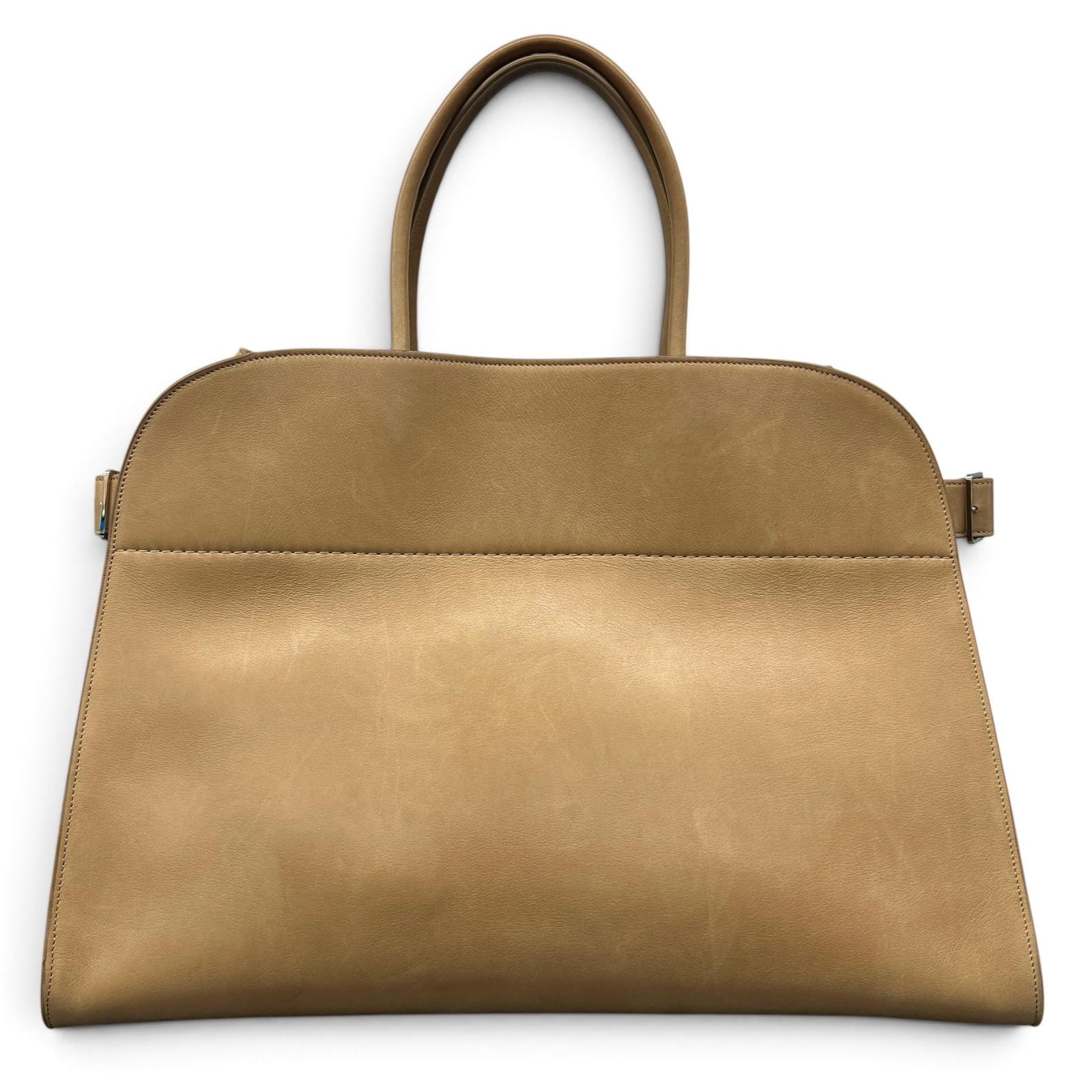THE ROW 希少 ザロウ Margaux 17 マルゴー 17 サドルレザー トートバッグ レザー ベージュ ハンドバッグ Bランク 中古 鑑定済 ザロウバッグ