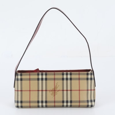 ■美品 バーバリー ノバ チェックショルダーバッグ レザー×キャンバス