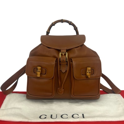 GUCCI グッチ バンブー レザー リュックサック ブラウン
34211