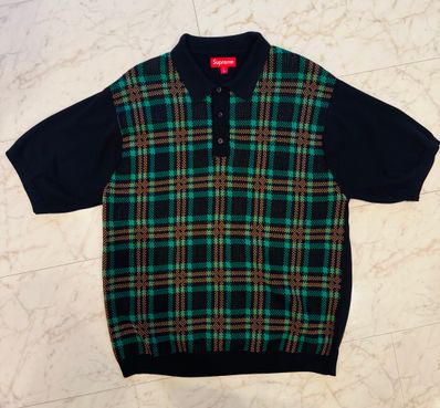 Supreme Plaid Knit S/S Polo "Black"