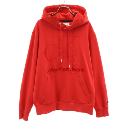 Calvin klein Jeans カルバンクラインジーンズ 長袖 スウェットパーカー M レッド