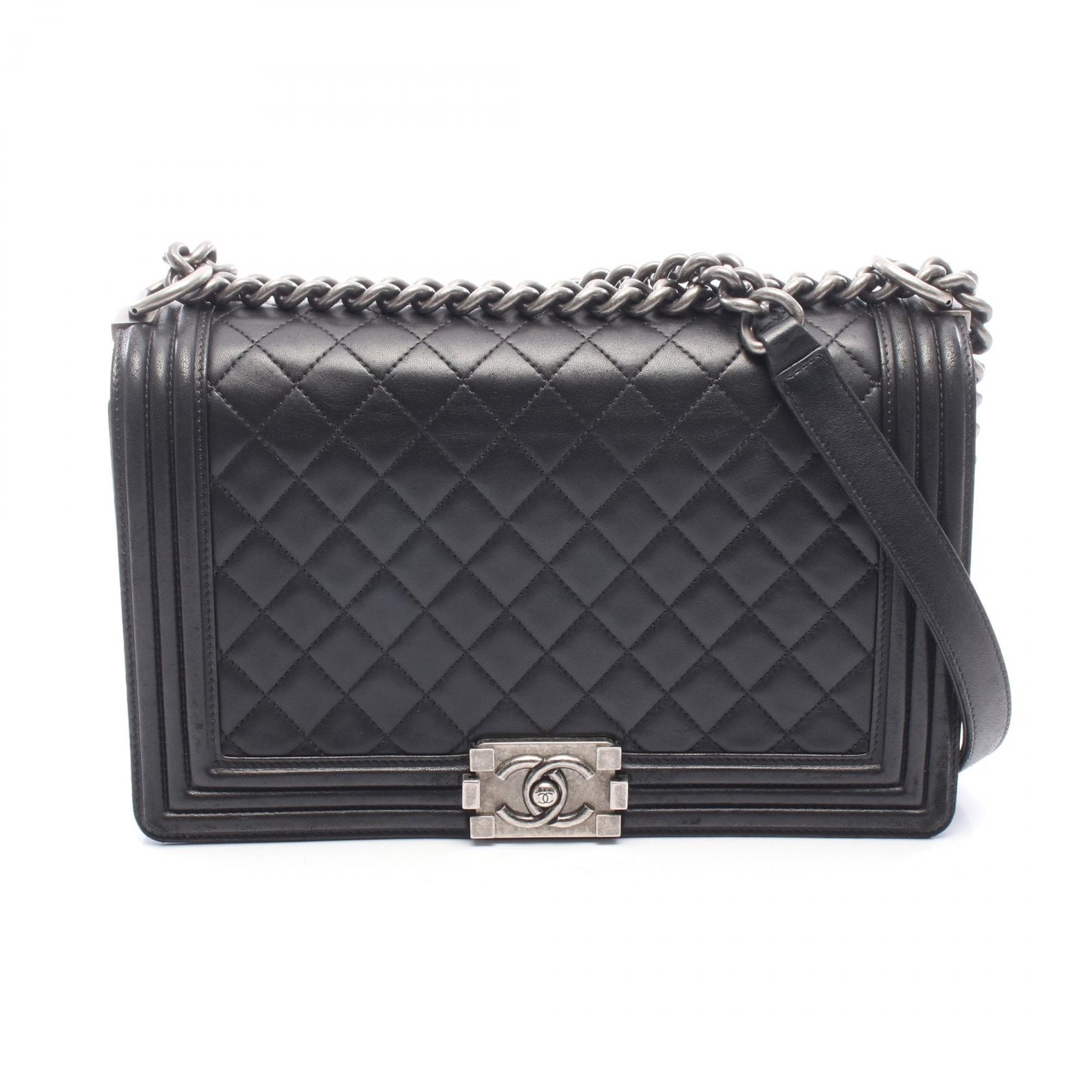 シャネル CHANEL ボーイシャネル ラージ マトラッセ ショルダーバッグ バッグ ラムスキン(羊革) レディース ブラック系 A92193 【中古】