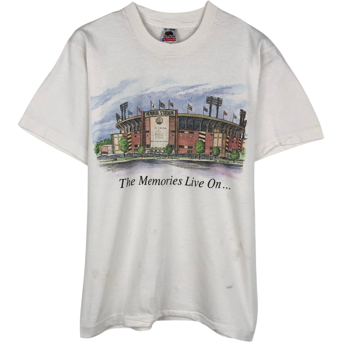 古着 90年代 フルーツオブザルーム FRUIT OF THE LOOM MEMORIAL STADIUM メモリアルスタジアム プリントTシャツ USA製 メンズM相当 ヴィンテージ/eaa649548