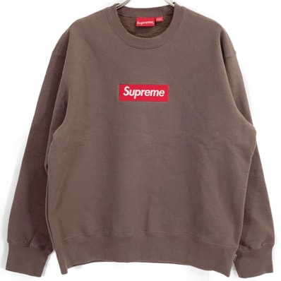 シュプリーム 22AW ブラウン Box Logo Crewneck M