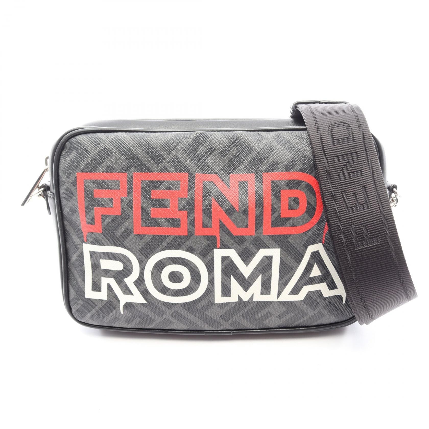 フェンディ FENDI カメラバッグ ショルダーバッグ バッグ PVCコーティングキャンバス レザー メンズ ブラック系 / グレー系 / マルチカラー 【中古】