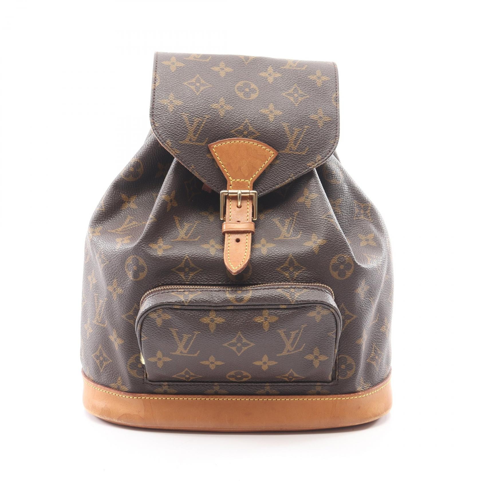 ルイ・ヴィトン LOUIS VUITTON モンスリMM モノグラム リュックサック バックパック バッグ PVCコーティングキャンバス レザー レディース ブラウン系 M51136 【中古】