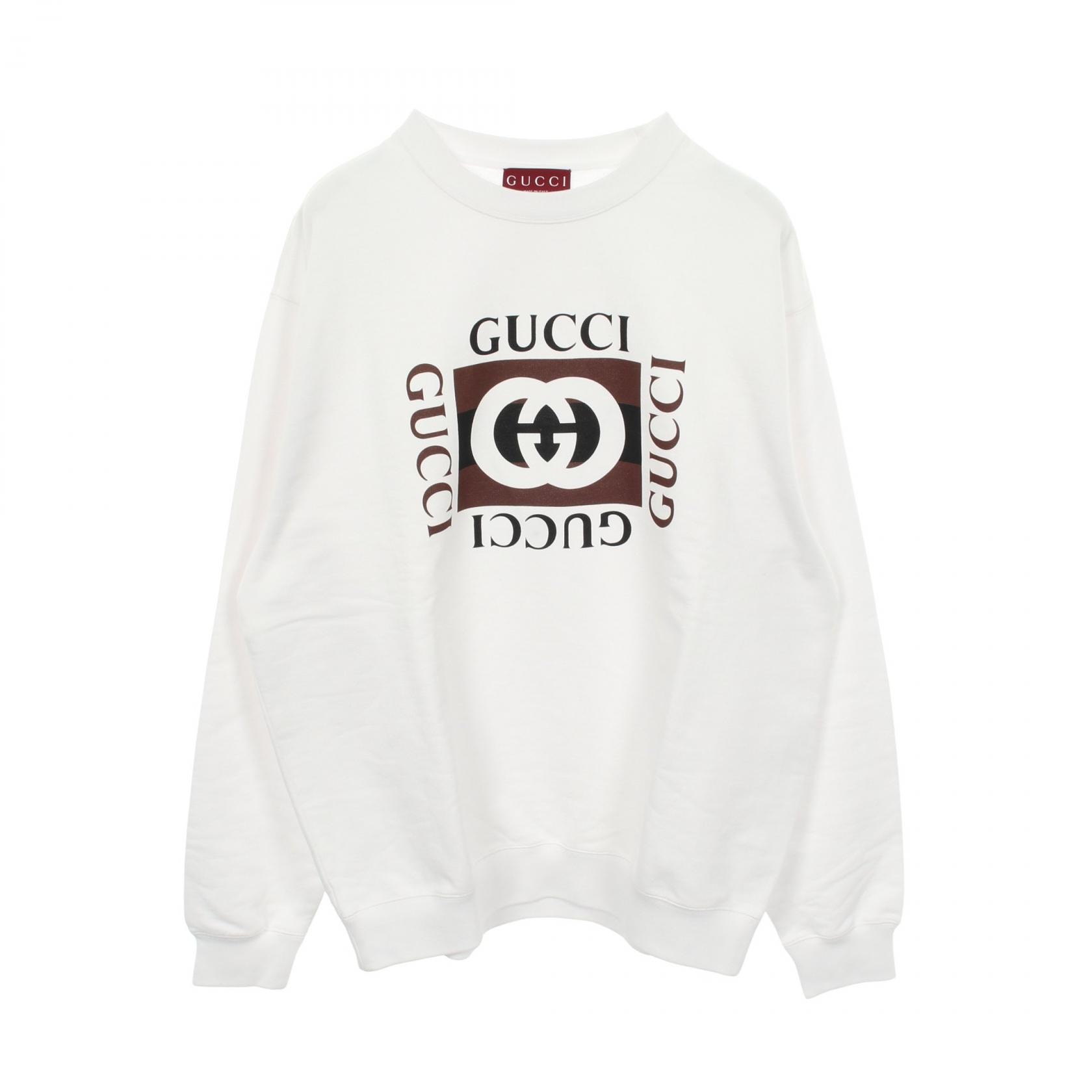 グッチ GUCCI インターロッキングG スウェット 衣料品 トップス コットン メンズ ホワイト系 【中古】