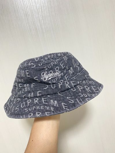 Supreme Warp Jacquard Logos Denim Crusher "Black"