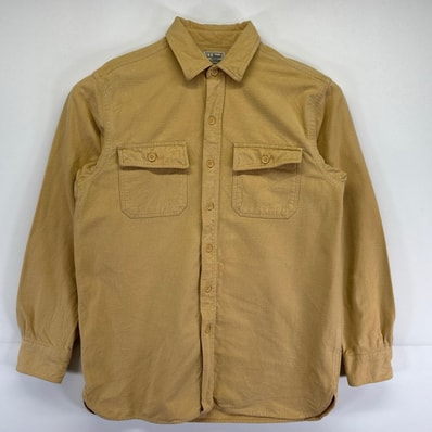 古着 エルエルビーン L.L.Bean 長袖シャツ シャモアシャツ ネルシャツ 無地 アウトドア 起毛 M イエロー メンズ