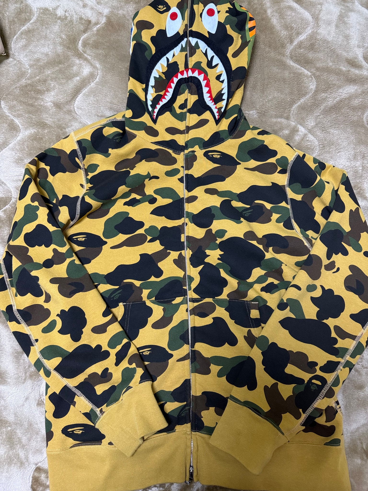 A BATHING APE 1St Camo Shark Full Zip Hoodie "Yellow"