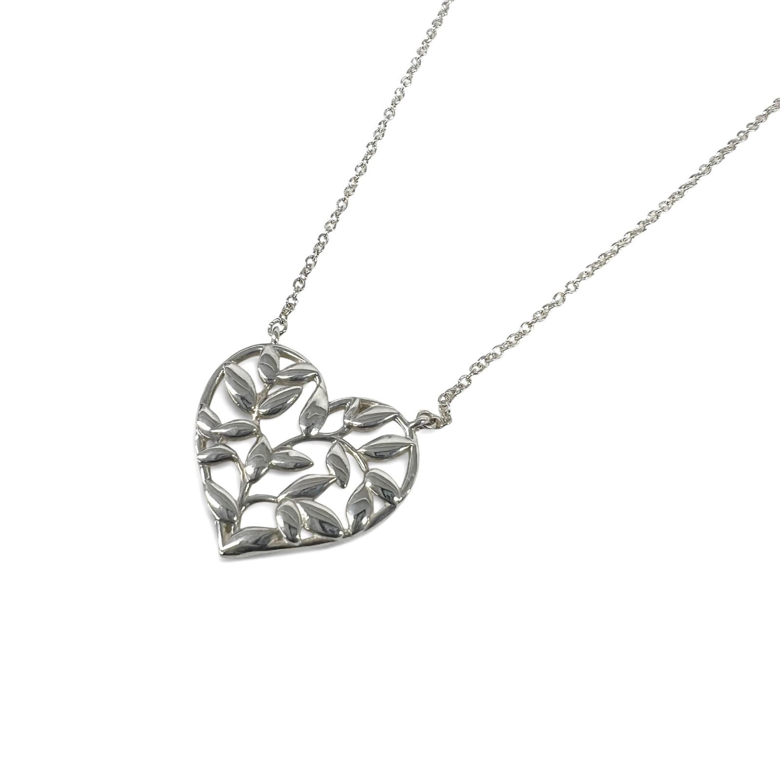 TIFFANY 極美品 ティファニー オリーブ リーフハート ネックレス ペンダント シルバー SV925 パロマピカソ チョーカー ヴィンテージ 箱・袋付属 ギフト プレゼント Aランク 中古 鑑定済 ティファニーアクセ
