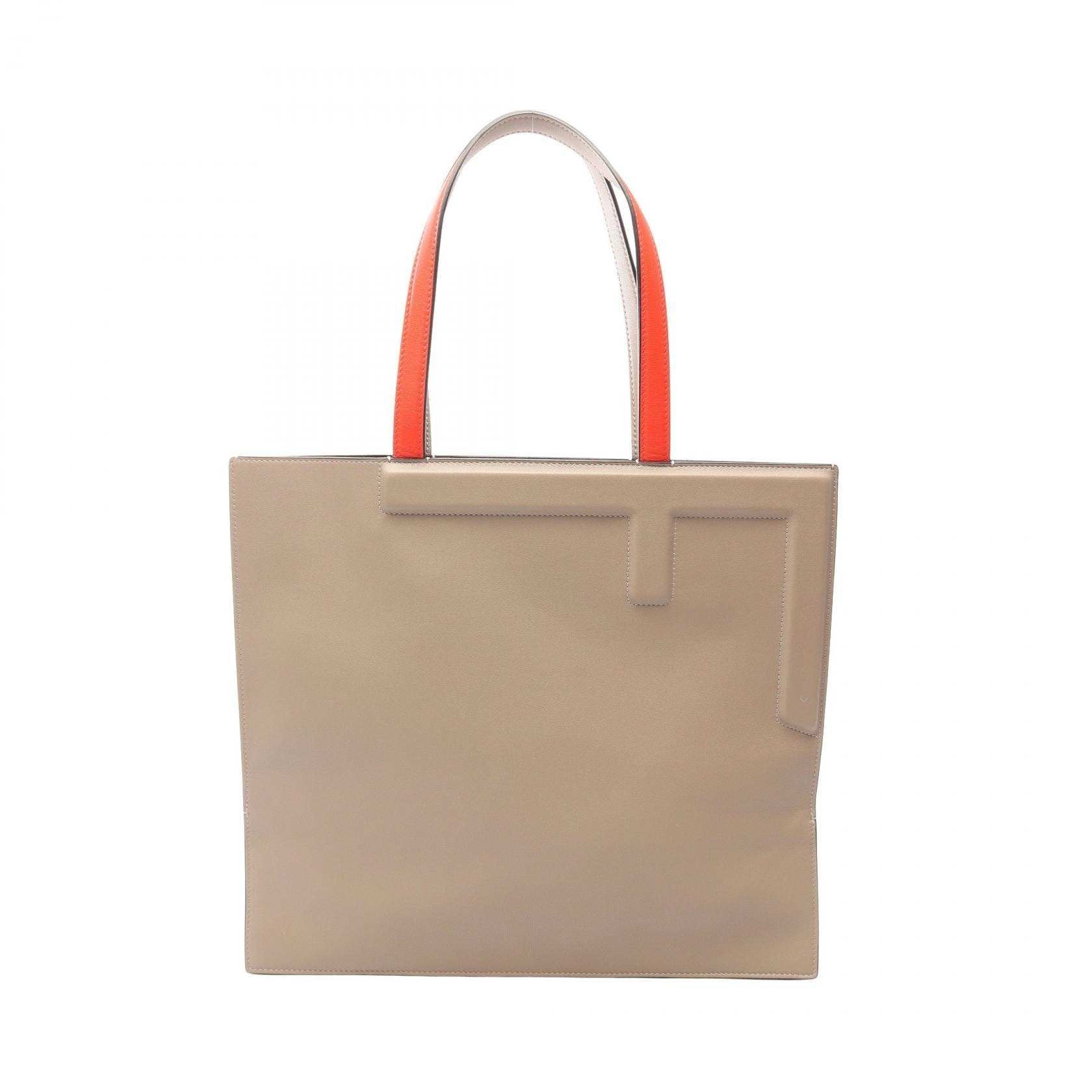 フェンディ FENDI フリップ トートバッグ バッグ レザー レディース ベージュ系 / レッド系 8BH420 【中古】