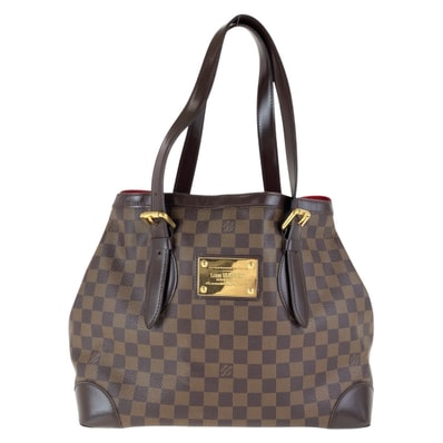 美品 LOUIS VUITTON ルイヴィトン ダミエ ハムステッド MM ブラウン ゴールド金具 PVC レザー/ トートバッグ ショルダーバッグ 500685 【中古】