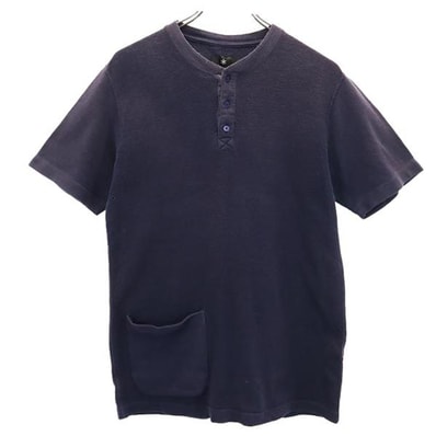 snowpeak スノーピーク 日本製 アウトドア 半袖 ヘンリーネック Tシャツ L ネイビー系