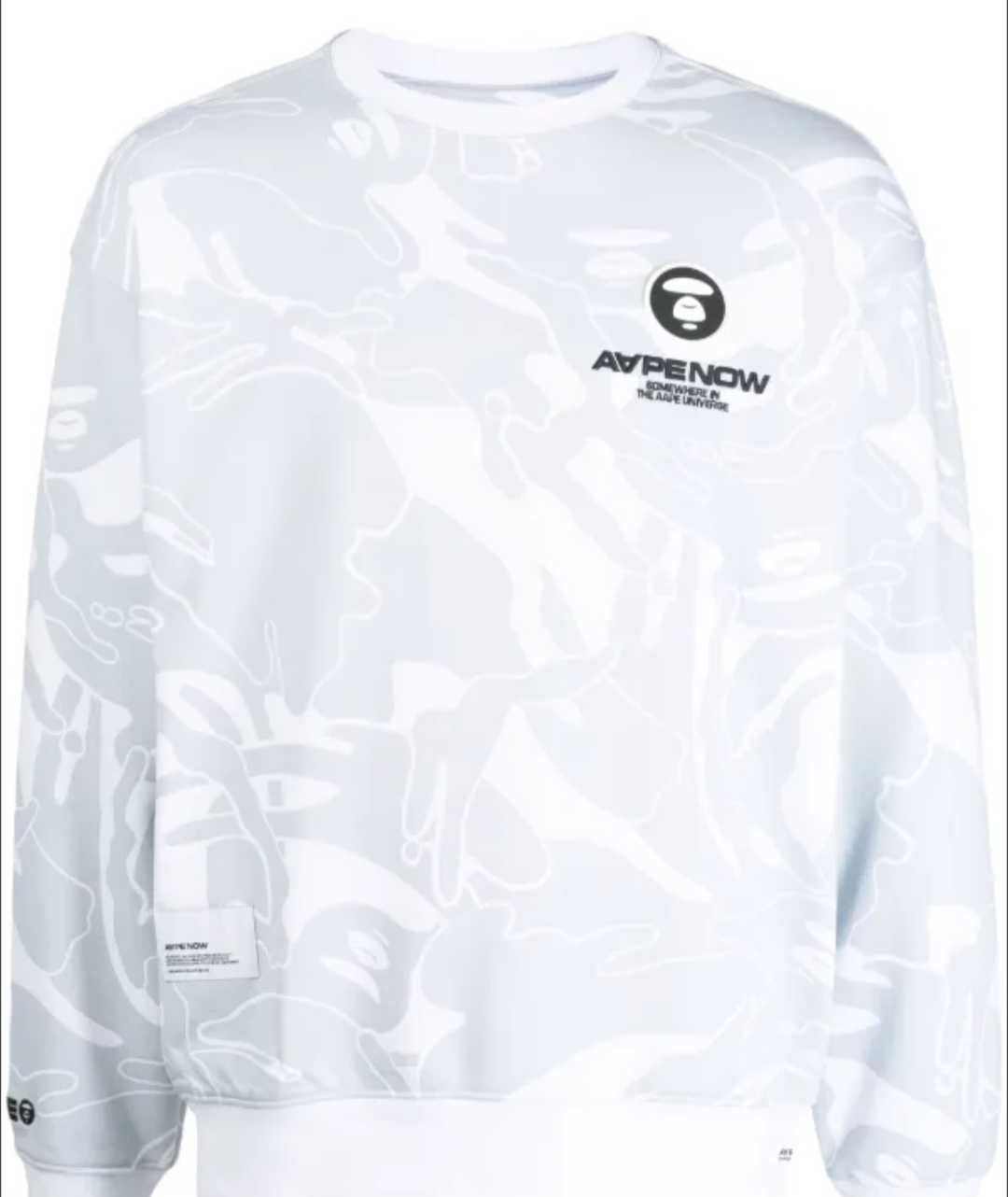 A BATHING APE Now Silicon Badge Camo Crew Sweat "White"