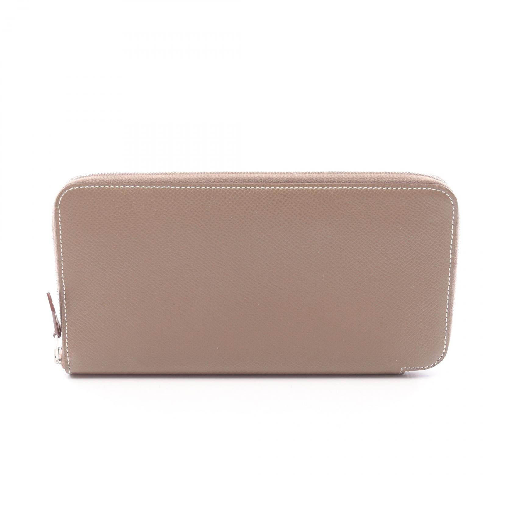 エルメス HERMES アザップロング シルクイン ラウンド長財布 財布 レザー ヴォーエプソン エトゥープ D刻印(2019年製造) レディース グレー系 【中古】