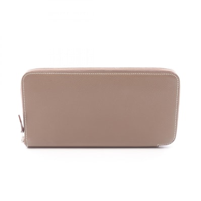 エルメス HERMES アザップロング シルクイン ラウンド長財布 財布 レザー ヴォーエプソン エトゥープ D刻印(2019年製造) レディース グレー系 【中古】