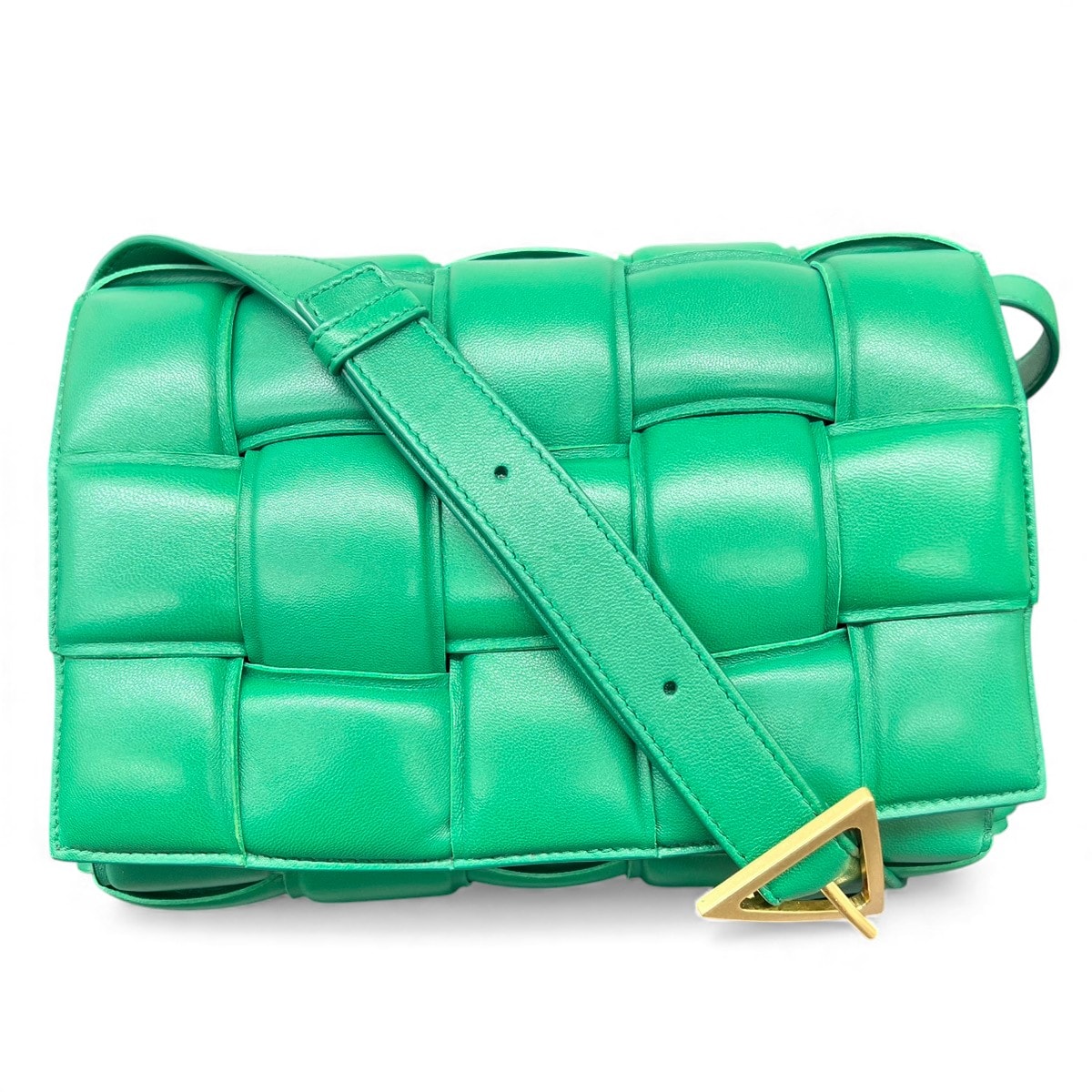 BOTTEGA VENETA 極美品 ボッテガヴェネタ パデット カセット ショルダーバッグ イントレチャート 591970 ラムスキン レザー グリーン クロスボディ メッセンジャーバッグ RFID確認済 Aランク 中古 鑑定済 ボッテガバッグ