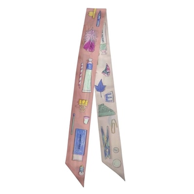 HERMES エルメス ツイリー スカーフ In the Pocket スカーフ シルク ピンク ホワイト レディース【中古】