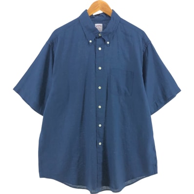 古着 ブルックスブラザーズ Brooks Brothers Est.1818 半袖 リネン ボタンダウンシャツ メンズXL相当/eaa560893