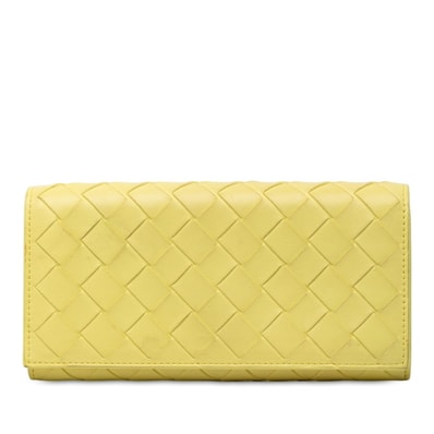 ボッテガヴェネタ イントレチャート 長財布 イエロー レザー レディース BOTTEGAVENETA 【中古】