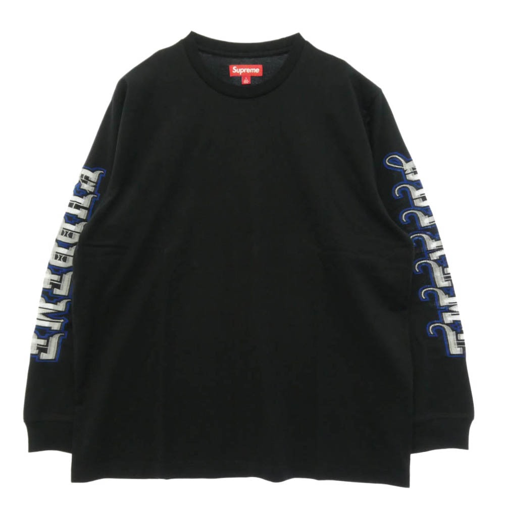 Supreme シュプリーム 25AW Intarsia Sleeve L/S Top インターシャ スリーブ 長袖 Tシャツ カットソー ブラック系 L【極上美品】【中古】