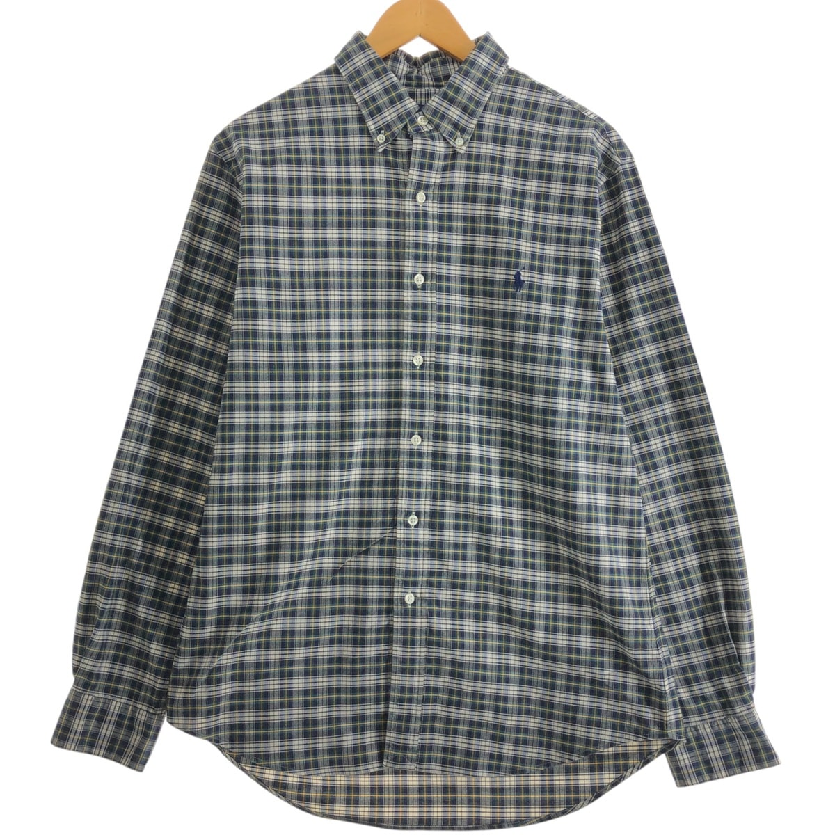 古着 ラルフローレン Ralph Lauren SLIM FIT STRETCH OXFORD 長袖 ボタンダウンチェックシャツ メンズL相当/eaa515385