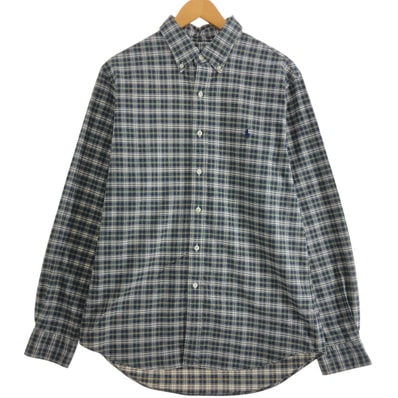 古着 ラルフローレン Ralph Lauren SLIM FIT STRETCH OXFORD 長袖 ボタンダウンチェックシャツ メンズL相当/eaa515385