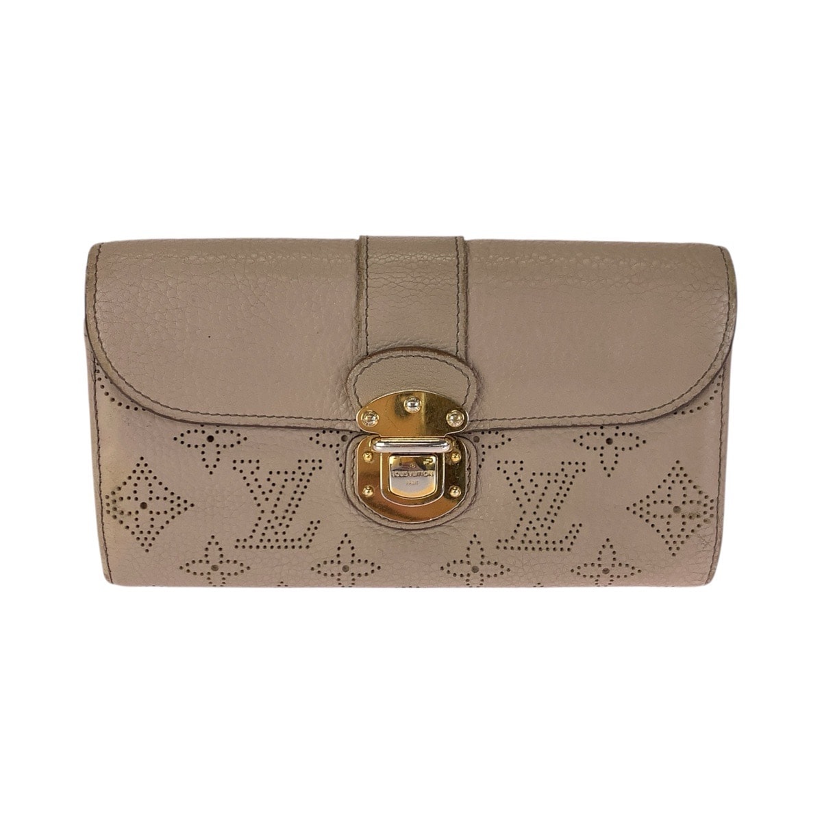 LOUIS VUITTON ルイヴィトン モノグラム マヒナ ポルトフォイユ イリス ベージュ ゴールド金具 レザー 長財布 ロングウォレット 601422 【中古】
