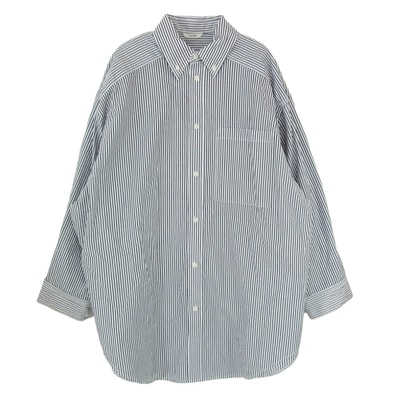 CLANE クラネ 14122-4102 HUGE SHIRT ヒュージ シャツ ストライプ ボタンダウン 長袖シャツ ブラック系 1【中古】