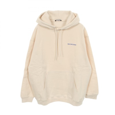 バレンシアガ BALENCIAGA LOGO ミディアムフィットフーディー パーカー 衣料品 トップス コットン メンズ レディース ベージュ系 【中古】