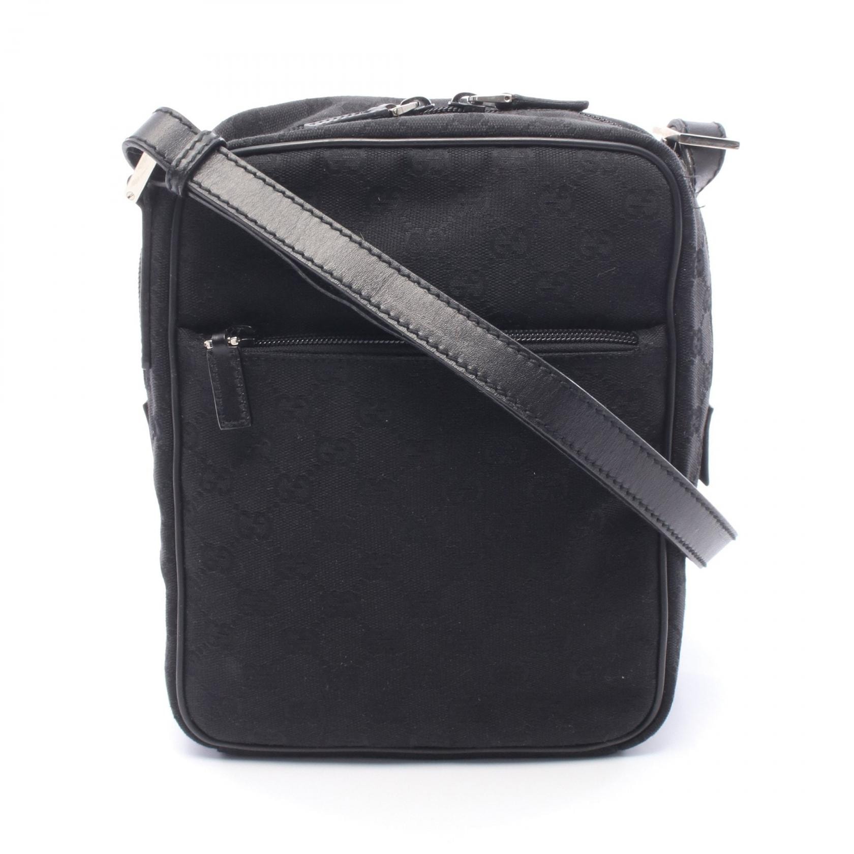 グッチ GUCCI GGキャンバス ショルダーバッグ バッグ キャンバス レザー レディース ブラック系 03136 【中古】