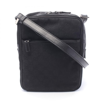 グッチ GUCCI GGキャンバス ショルダーバッグ バッグ キャンバス レザー レディース ブラック系 03136 【中古】