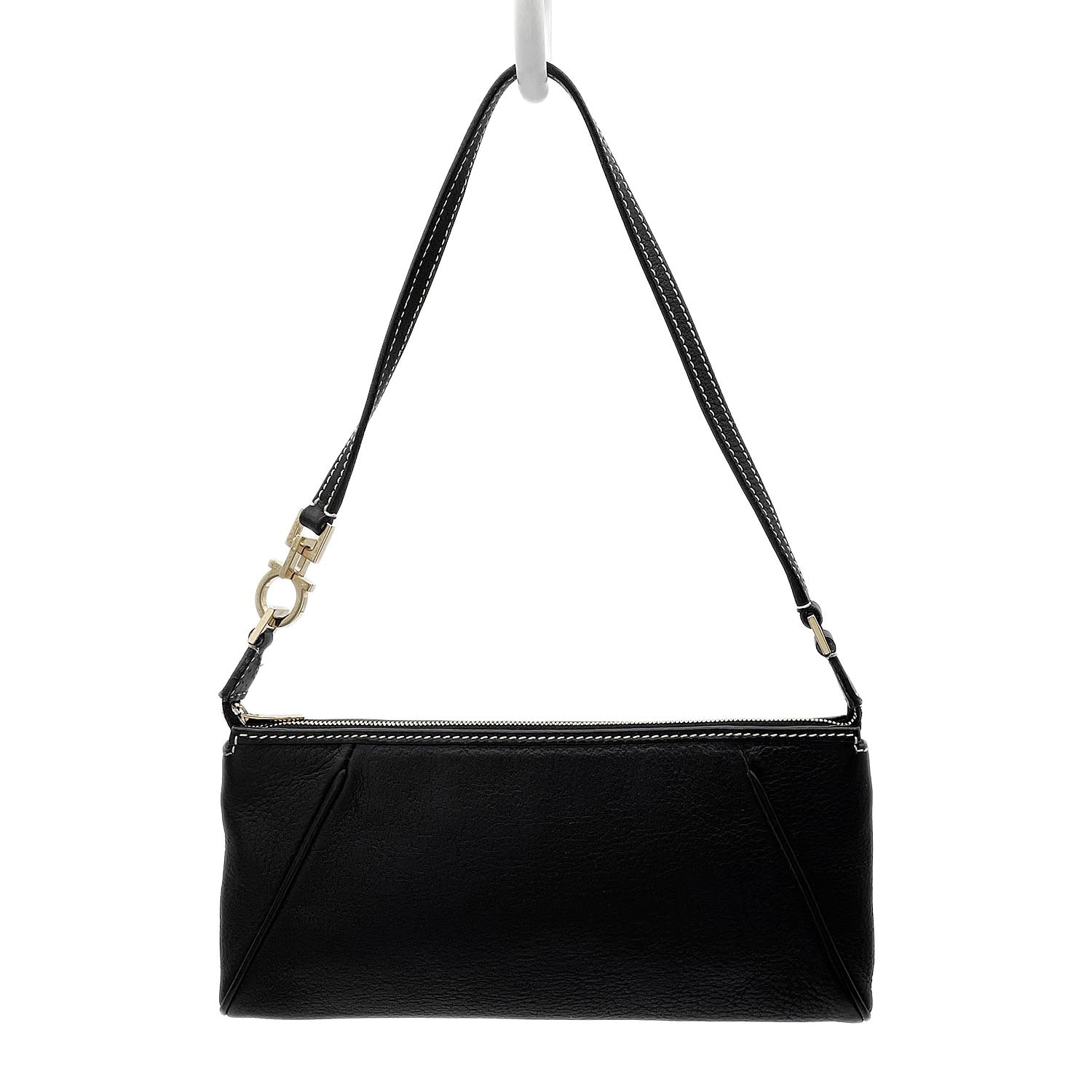 Salvatore Ferragamo サルヴァトーレフェラガモ ガンチーニ ハンドバッグ
 レザー メタル ブラック レディース
 【中古】