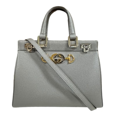 グッチ ズゥミ ショルダーバッグ レザー 569712 グレー レディース GUCCI 中古