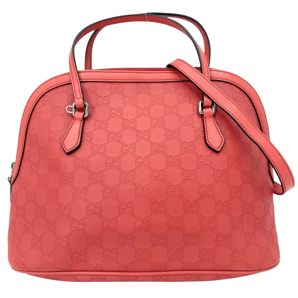GUCCI グッチ 2WAY グッチシマ ショルダーバッグ ハンドバッグ 肩掛け 斜め掛け GG 420023 レザー レッド 赤 シルバー金具 レディース【中古品】