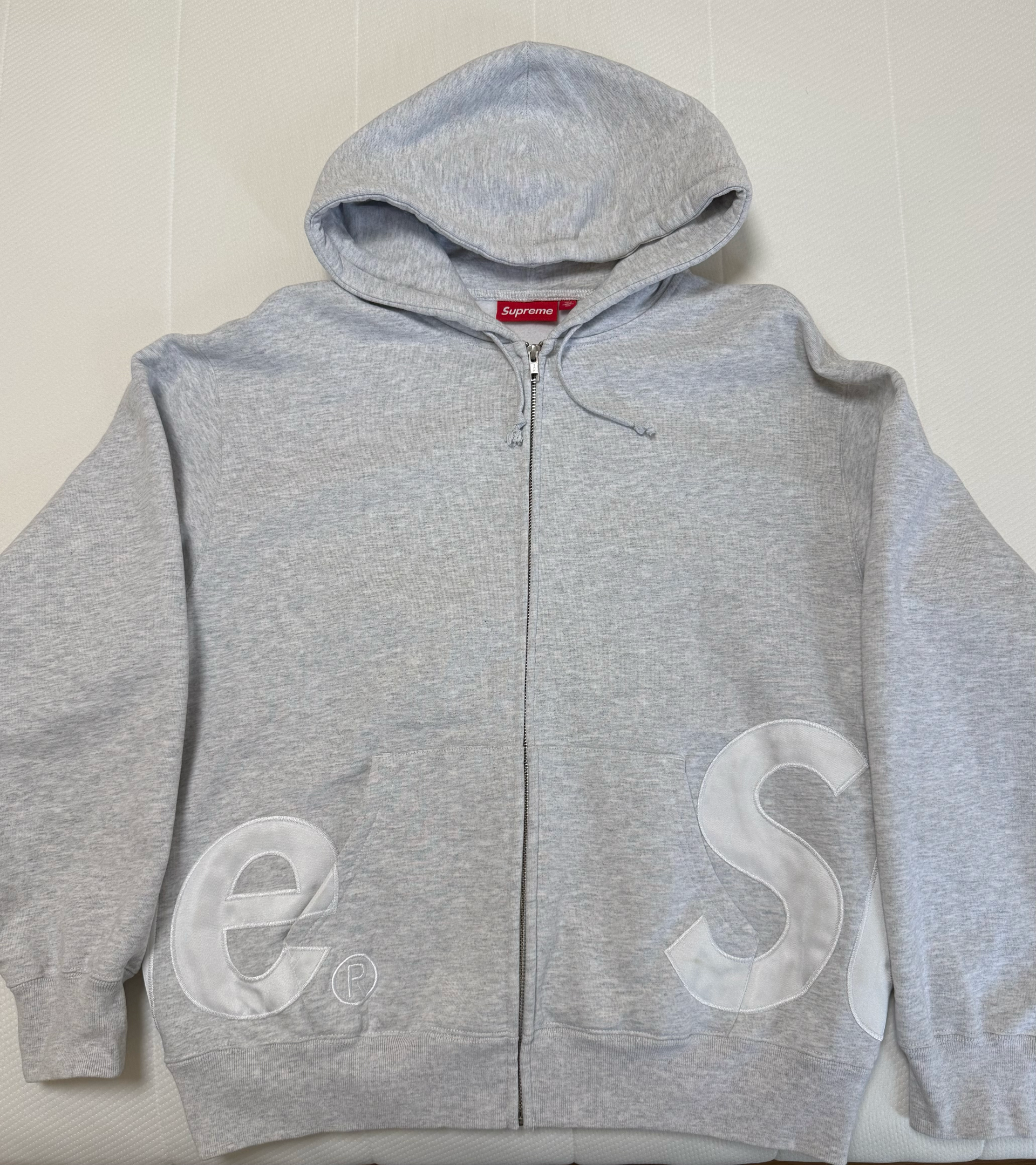 Supreme Big Logo Zip Up Hooded Sweatshirt "Ash Grey"