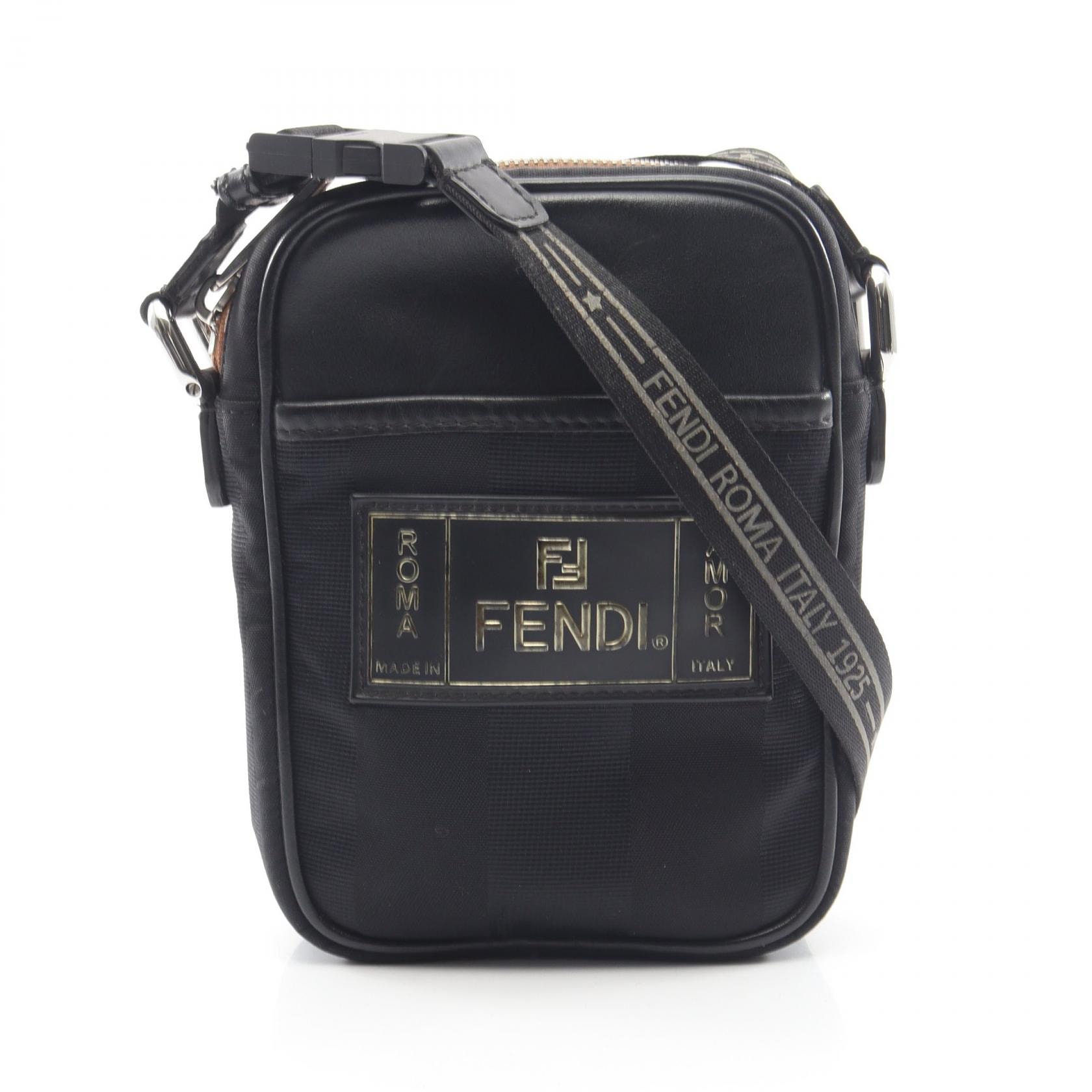 フェンディ FENDI ペカン ショルダーバッグ バッグ ナイロン レザー メンズ ブラック系 7VA456 【中古】