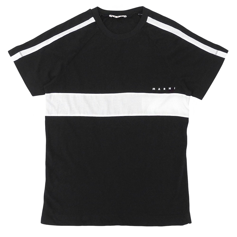 マルニ コットン クルーネック ロゴTシャツ トップス レディース ブラック 12 M01067 24年製 12